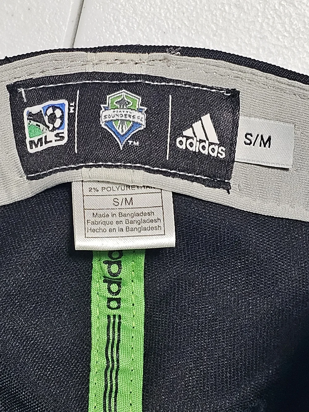 adidas MLS Seattle Sounders FC Black and Neon Green Cap Fitted Unisex